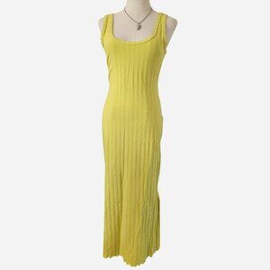 OFFLINE BY AERIE Citrine Yellow Scoop Neck Maxi Dress w/ Side Splits. SZ S.